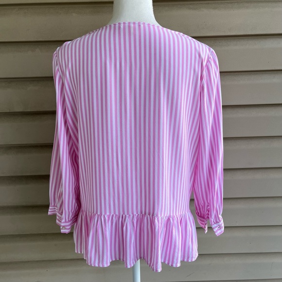 •Jane and Delancey• Pink Stripe Peplum Blouse - Size Large - Picture 6 of 9